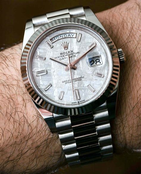 rolex day date 40 white gold meteorite|rolex day date 228239.